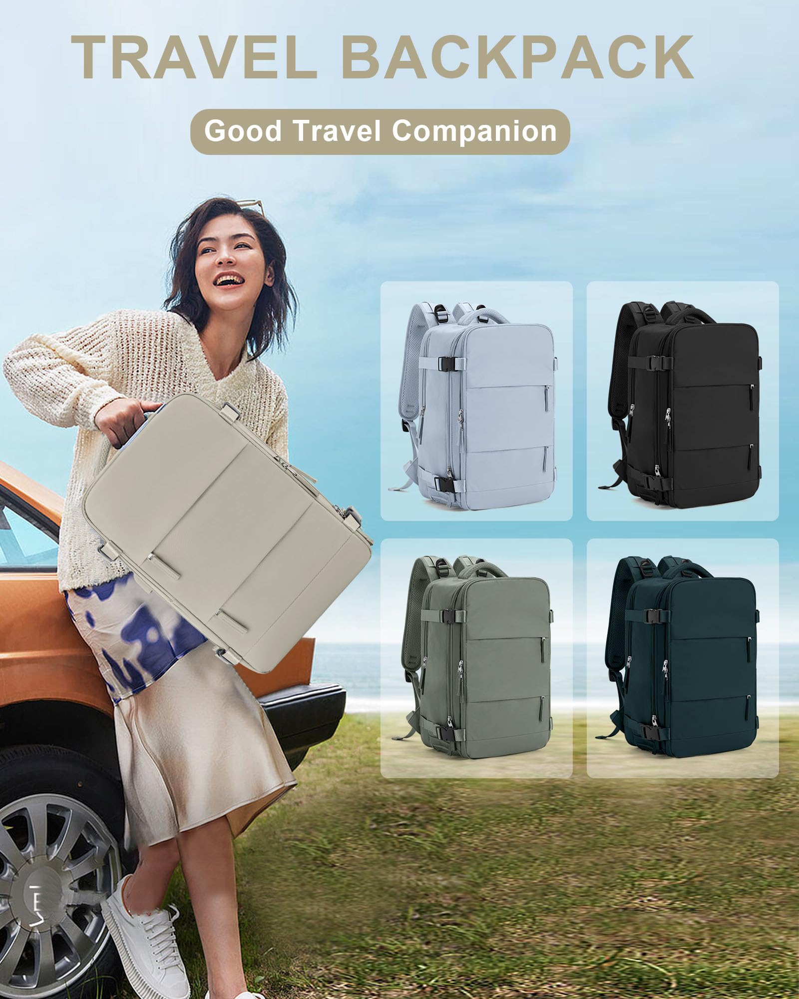 BJLFS Borse da Cabina per Ryanair 40x20x25 Bagaglio a Mano Zaino da viaggio aere,Zaino Easyjet 45x36x20,Zaino Casual per laptop da 14 pollici per scuola