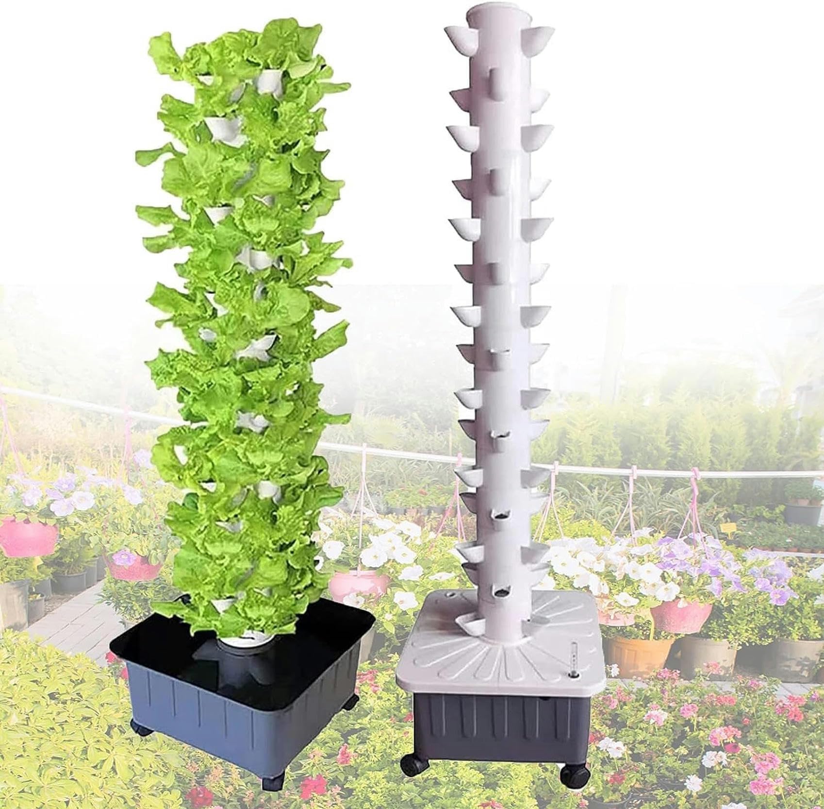 Kits de Cultivo hidropónico, Sistema de Cultivo hidropónico para jardín, Sistema de Cultivo Interior para jardinería, Torre de Cultivo Vertical de 45 Orificios, para jardín de Hierbas fresc
