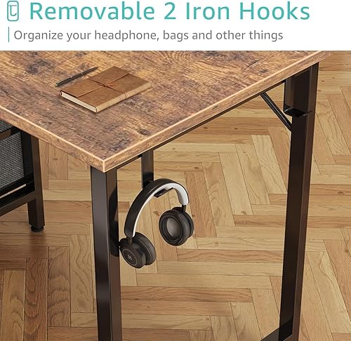 Miniatura 7 de Lufeiya 47 inch Computer Desk with 4 Fabric Drawers, Reversible Writing Work Study Desk for Home Office Bedroom, Modern Simple Student PC Desks,