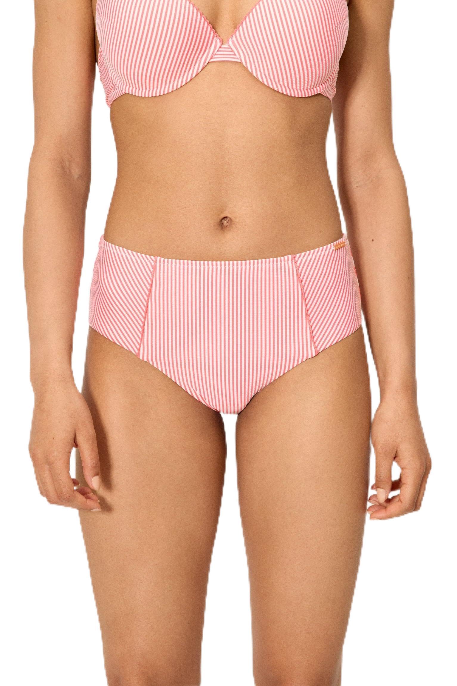 YSABEL MORA. Braga Bikini Reductora Alta Bambula Rosa. Braga De Bikini Alta Reductora con Compresión En Abdomen Tejido con Textura. Colección Boat.
