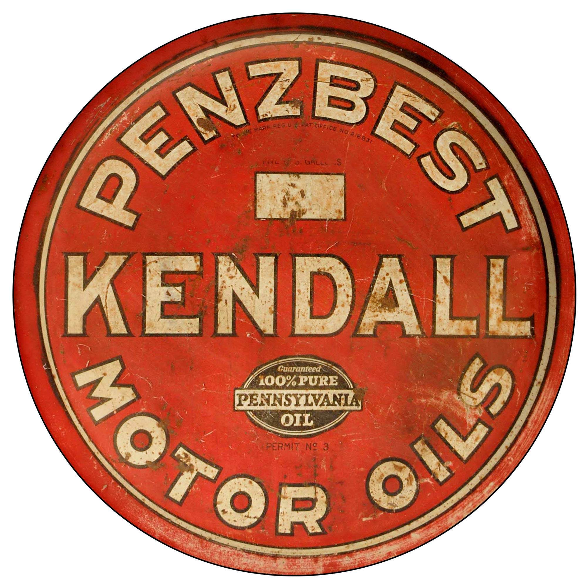 Vintage Gas Sign Reproduction Vintage Metal Signs Round Metal Tin Sign For Garage And Home 8 Inch Diameter – Penzbest Kendall Motor Oils