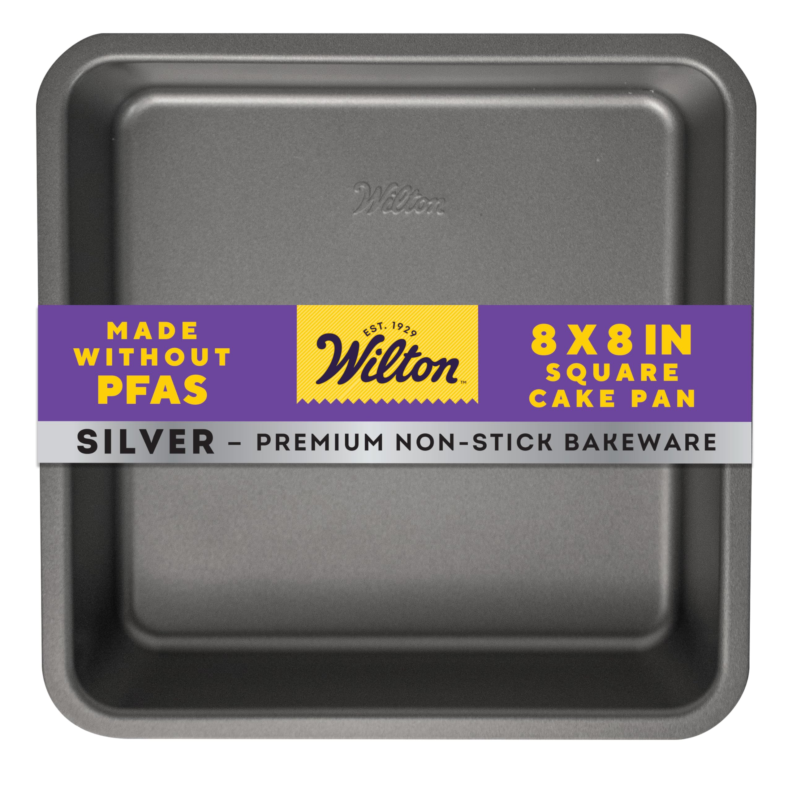 Wilton Silver Non-Stick 8 x 8 Inch Square Brownie Pan, Cold-Rolled Steel Bakeware