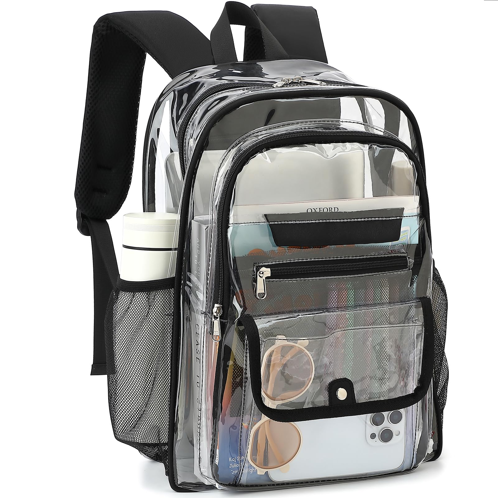 Clear Backpack for Girls Boys Women Men Heavy Duty Transparent PVC Bookbag for School College Work See Through