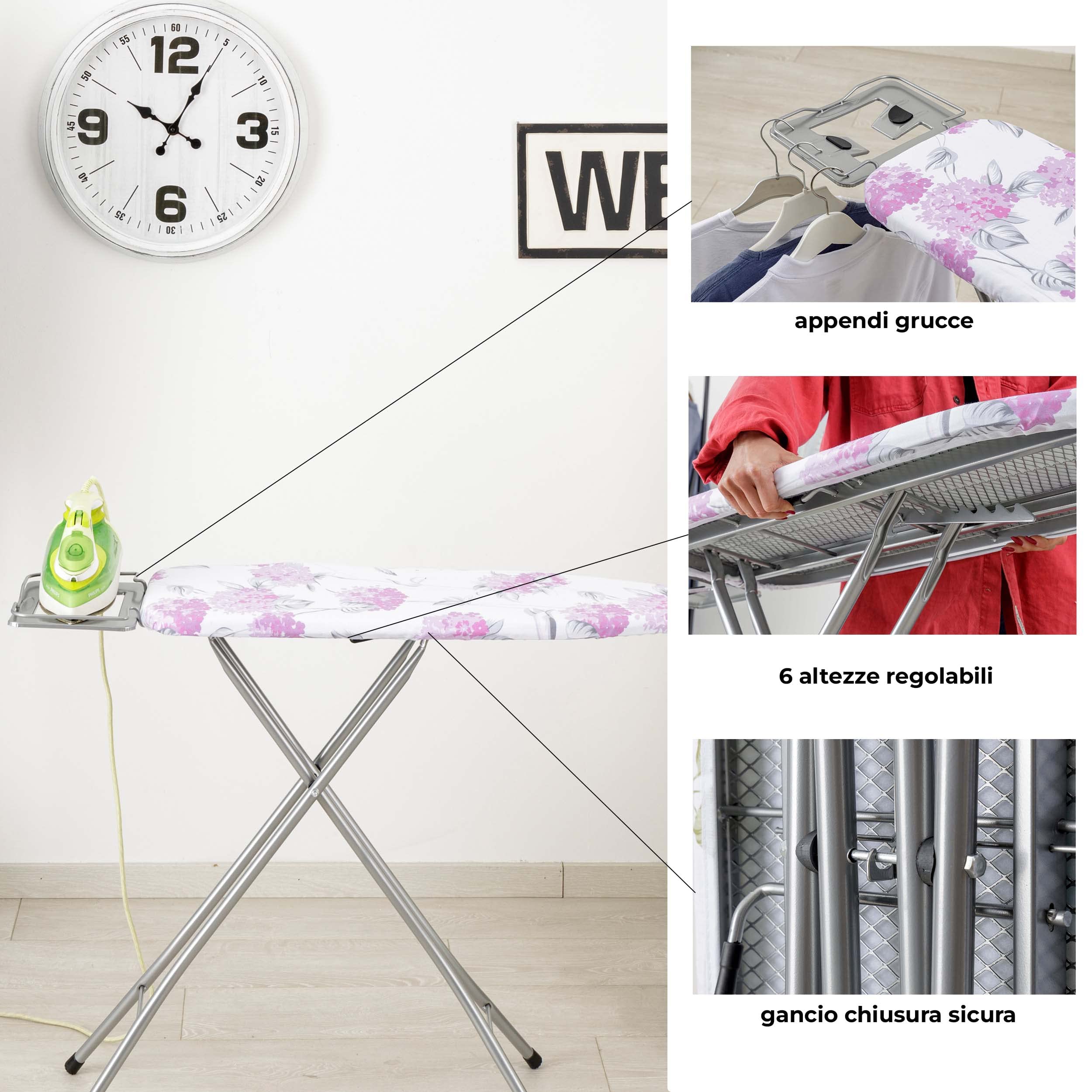 Planche à Repasser Taille Complète avec Repose-Planche Table à Repasser Planche à Repasser Taille Complète avec Repose-Planche Table à Repasser
