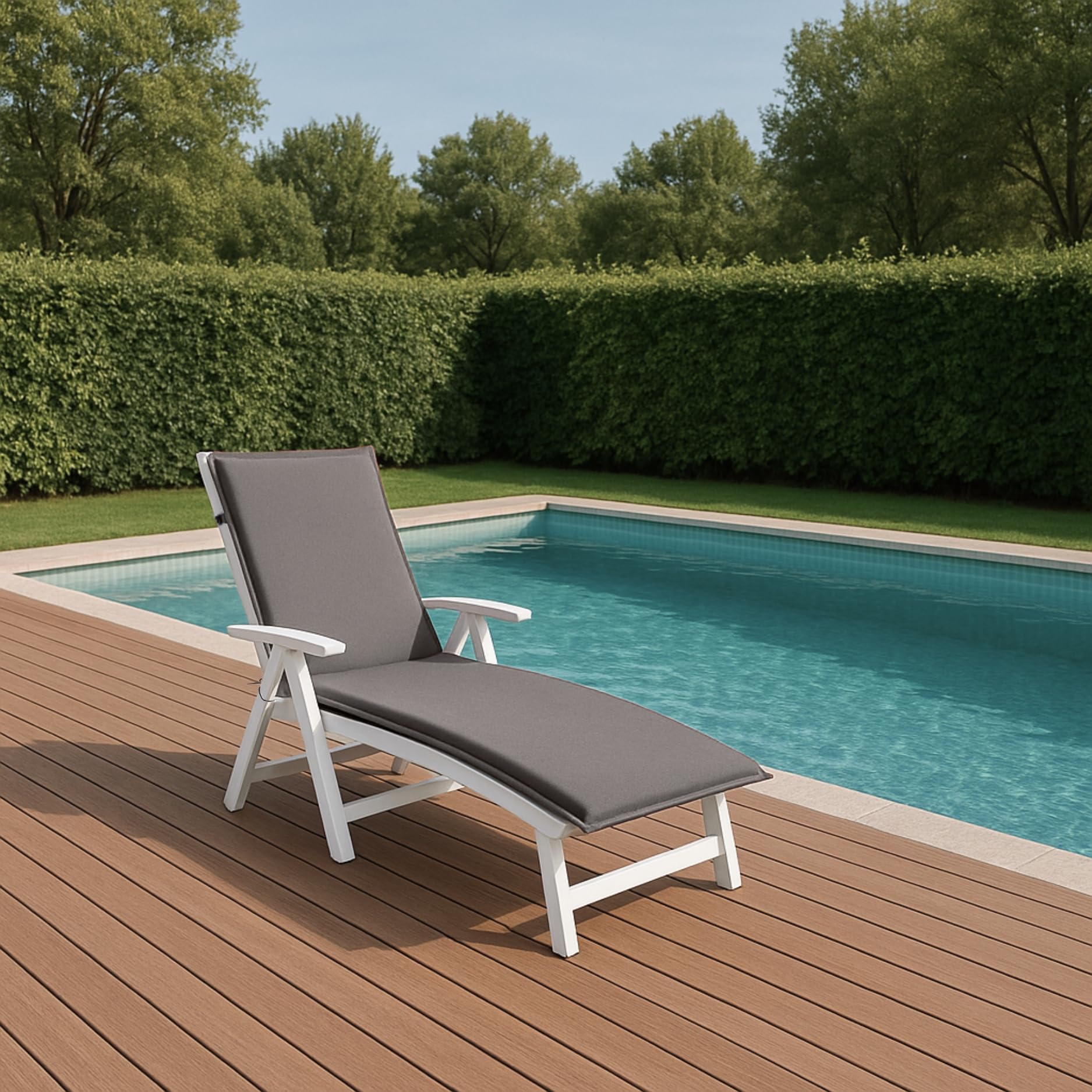 sleepling 193935 Lot de 2 Coussins d'extérieur pour chaises Longues | Chaise de Jardin | Bain de Soleil | Fabriqué en UE | Bande de réglage | Housse Amovible et Lavable, 190 x 58 x 6 cm, Gris