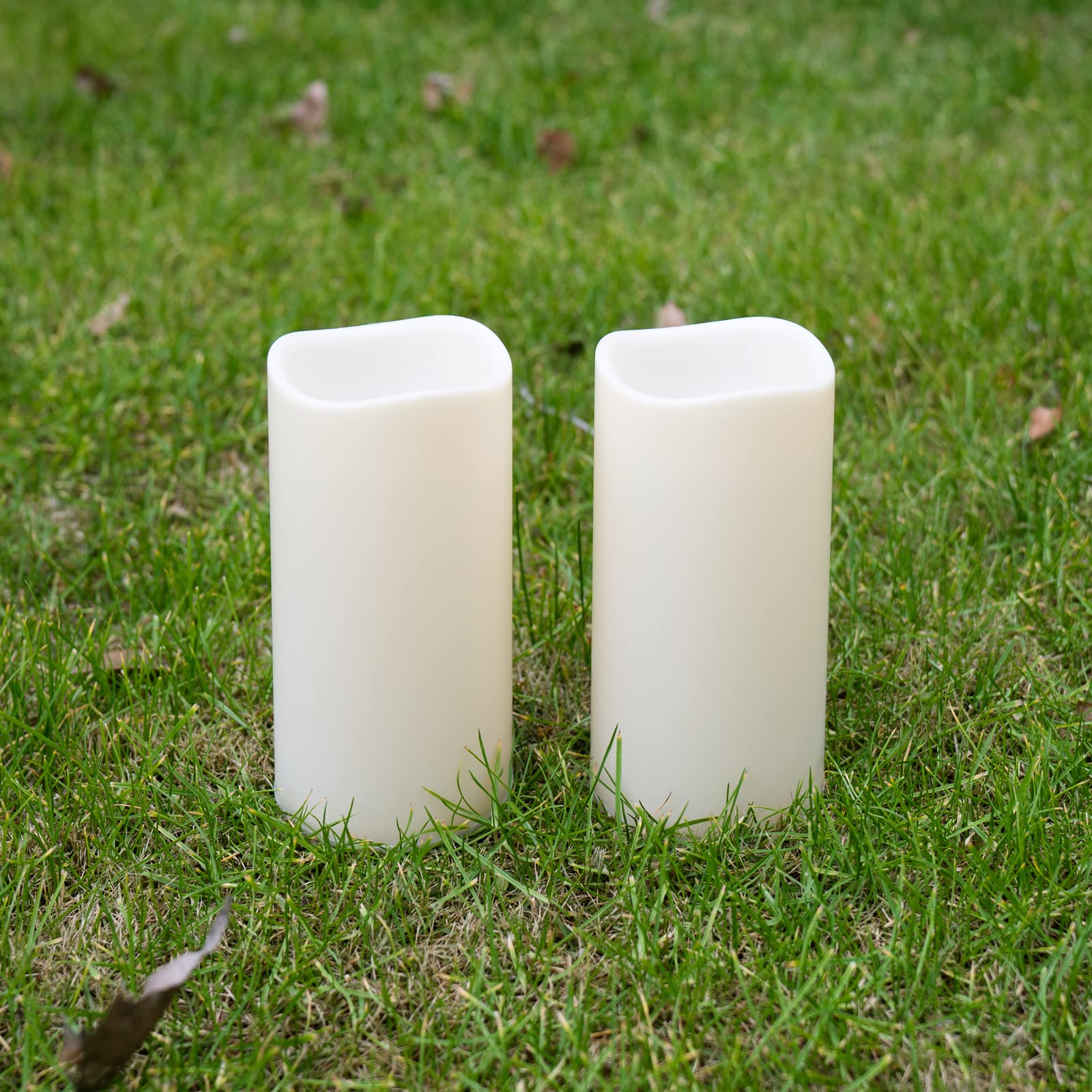 Yongmao 4.5" x 9" Large Solar Candles Outdoor Waterproof, Flameless Pillar LED Rechargeable Candle Set, Dusk to Dawn Solar Powered Pathway Lights for Outdoor Lanterns Patio Decor, Set of 2