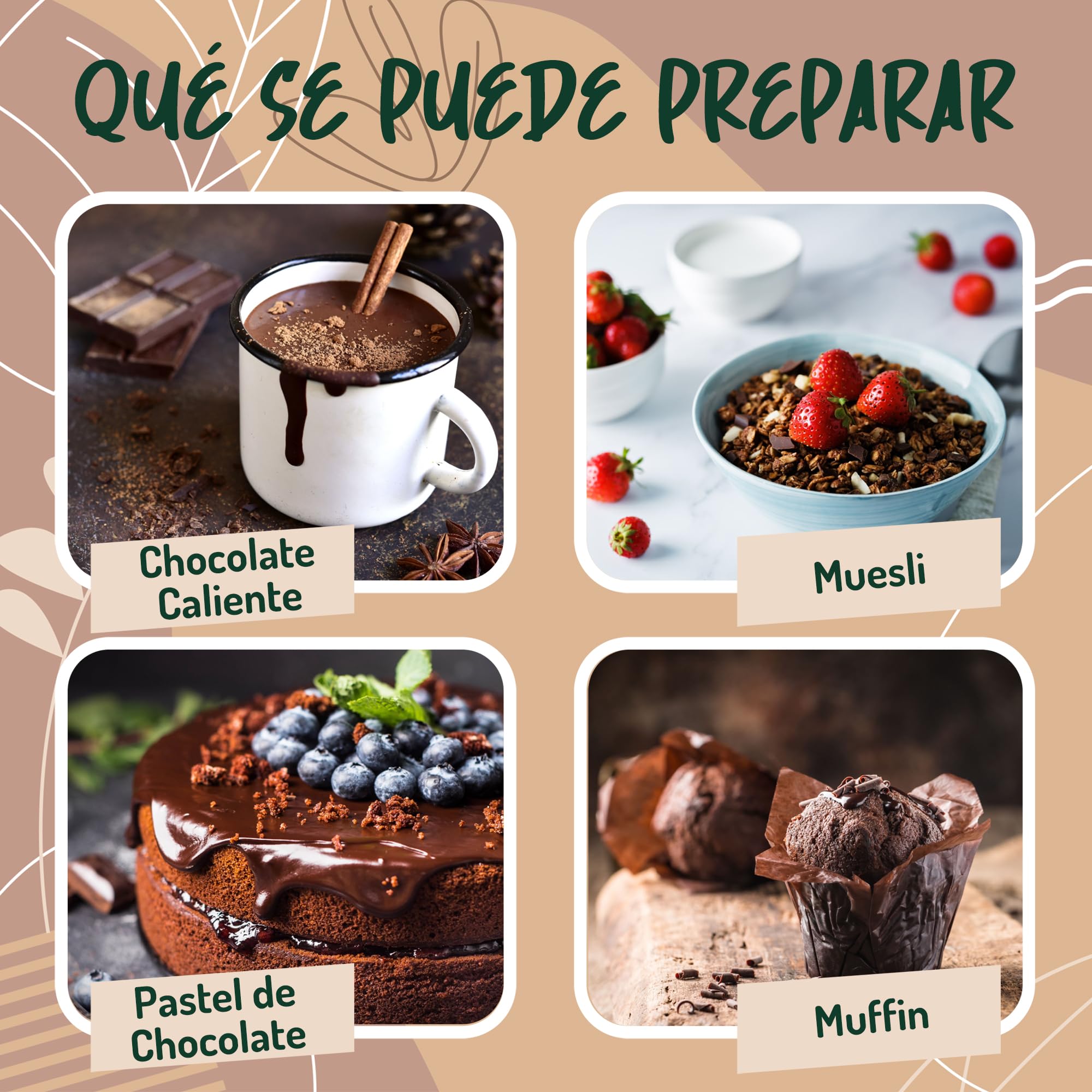 Cacao Puro en Polvo Ecologico sin Azucar - 450g. Cacao en Polvo de Nibs de Cacao Puro no Alcalinizado. Rico en Antioxidantes, Magnesio, Hierro, Vitamina B1 B2.