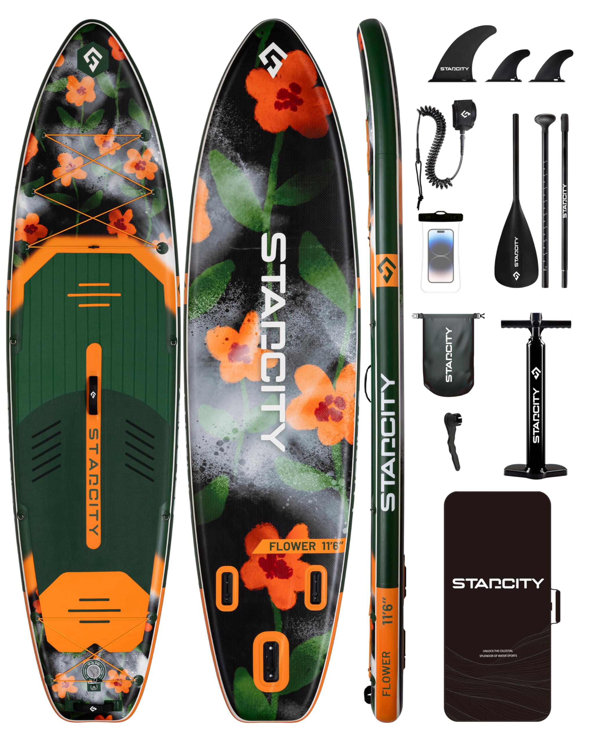 Photo 1 of Starcity 11'6"x35"x6" Inflatable SUP Board, 10-Point Bungee Paddle Board for Extra Storage, Stable Lake Paddle Board for Family Use