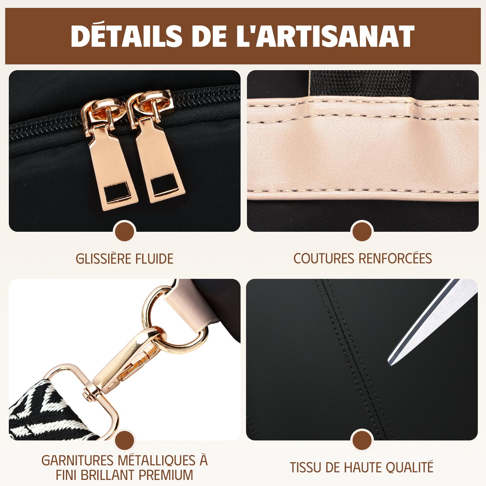 Sac a Dos Femme Antivol, Sacs à Main Portés Dos Elegant Leger, Petit Sac à Dos Impermeable Chic avec Étui Carte Bancaire Anti Piratage & Pochette pour Voyage Ville Balades Transport en Commun