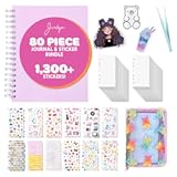 Jordyn Kelly 80 Piece Sticker Bundle Journal Set&comma; 7x9 Spiral Journal&comma; 50 Easy-Release Sticker Sheets&comma; 24-Piece Stickers Sheets&comma; 3” Vinyl Stickers & Metal Precision Tweezers