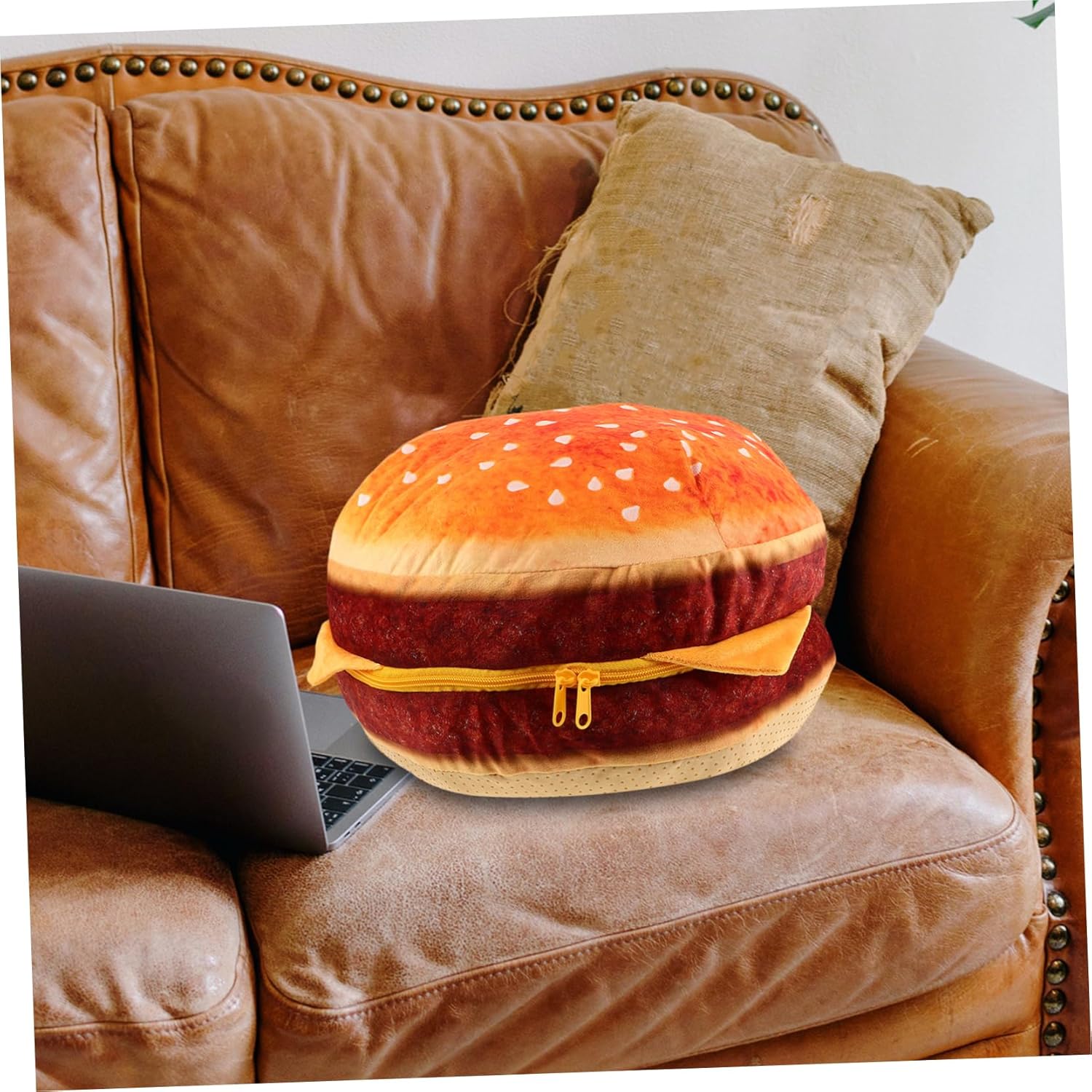 KICHOUSE Cheese Hamburger Plush Pillow Soft and Comfortable Hamburger Shaped Cushion for Couch and Bed Fun Home Decor Throw Pillow Great for