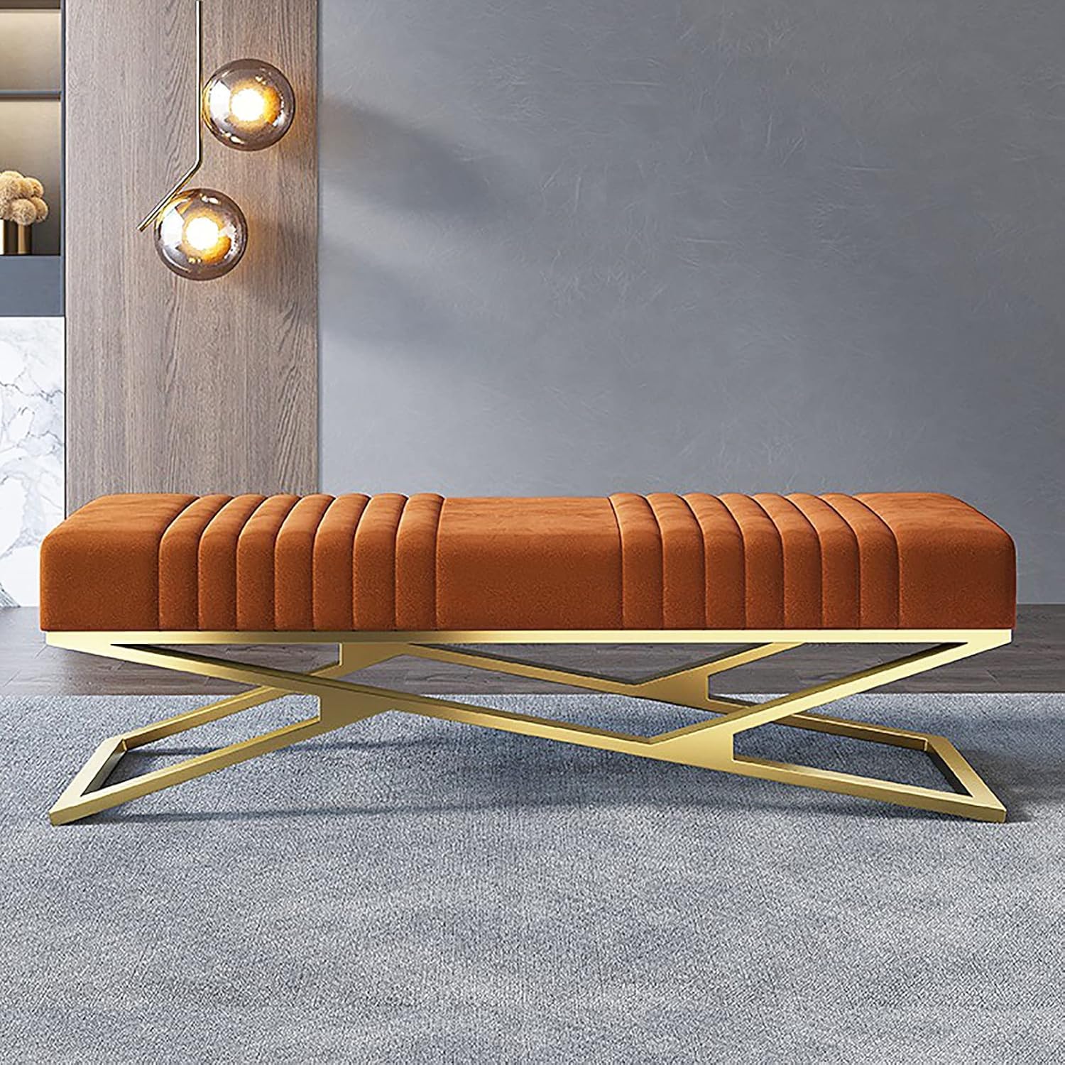 Banc d'entrée confortable en velours moderne pour sublimer votre accueil