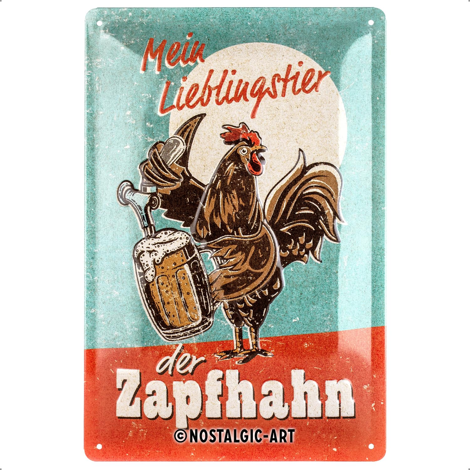 Nostalgic-Art Retro Blechschild, 20 x 30 cm, Lieblingstier Zapfhahn – Geschenk-Idee für Bier-Fans, aus Metall, Vintage Design mit Spruch, Blechschilder Sprüche, Bier-Deko