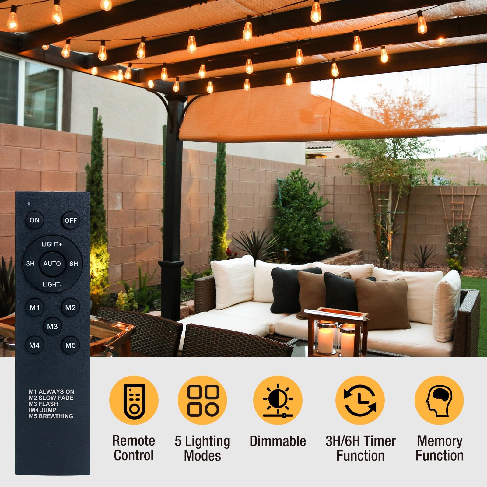 Led-lichtsnoer voor buiten, 30 m, lichtketting, weerbestendig, met 40 2 gloeilampen, voor balkon, retro, voor binnen en buiten, warmwit, waterdicht, G40 lichtketting voor tuin, bruiloft, terras