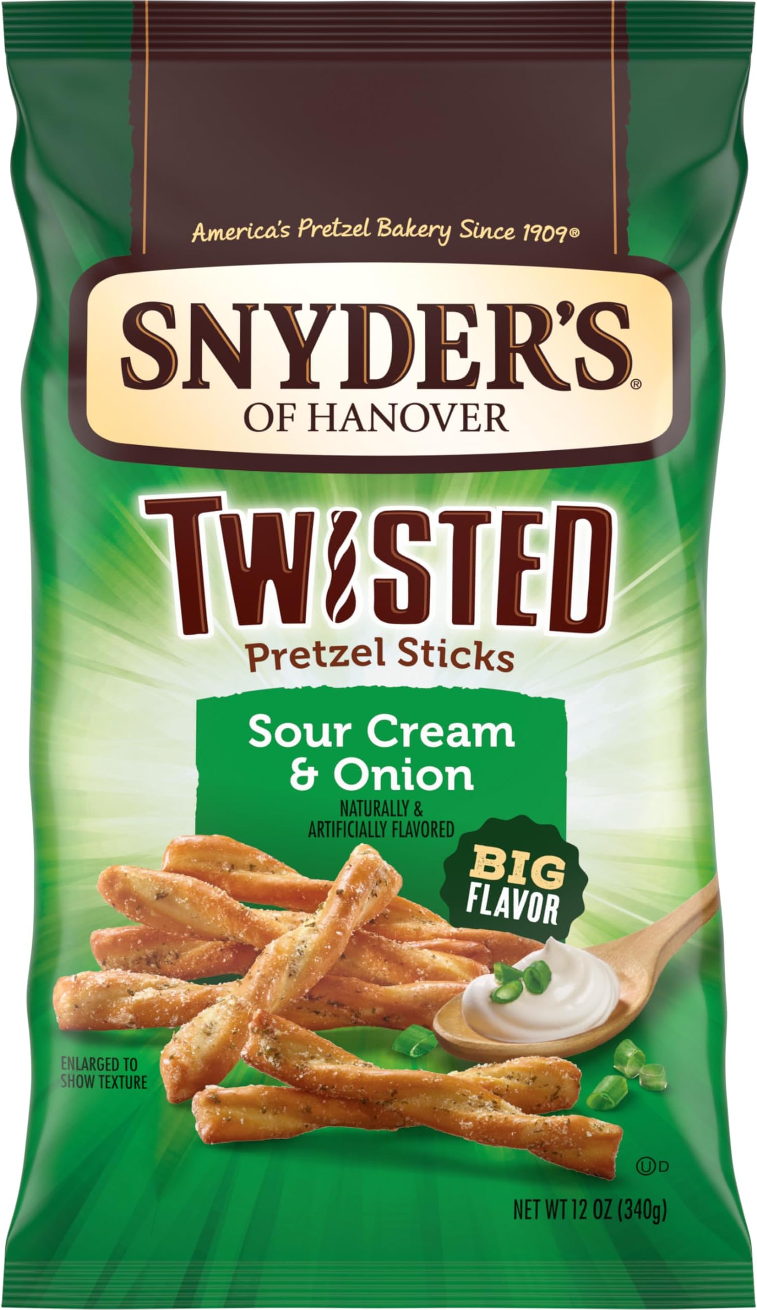 Snyder's of Hanover, Sour Cream & Onion Twisted Pretzel Sticks, 12 Oz Bag