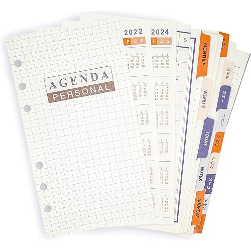 A6 Refill Paper Undated Planner with Dividers A6 Binder Paper Week of Month Plan Lined Paper Notebook Paper Planner Refills Refillable A6 Binder Inserts (2023 Agenda Book, A6 Refill Paper)