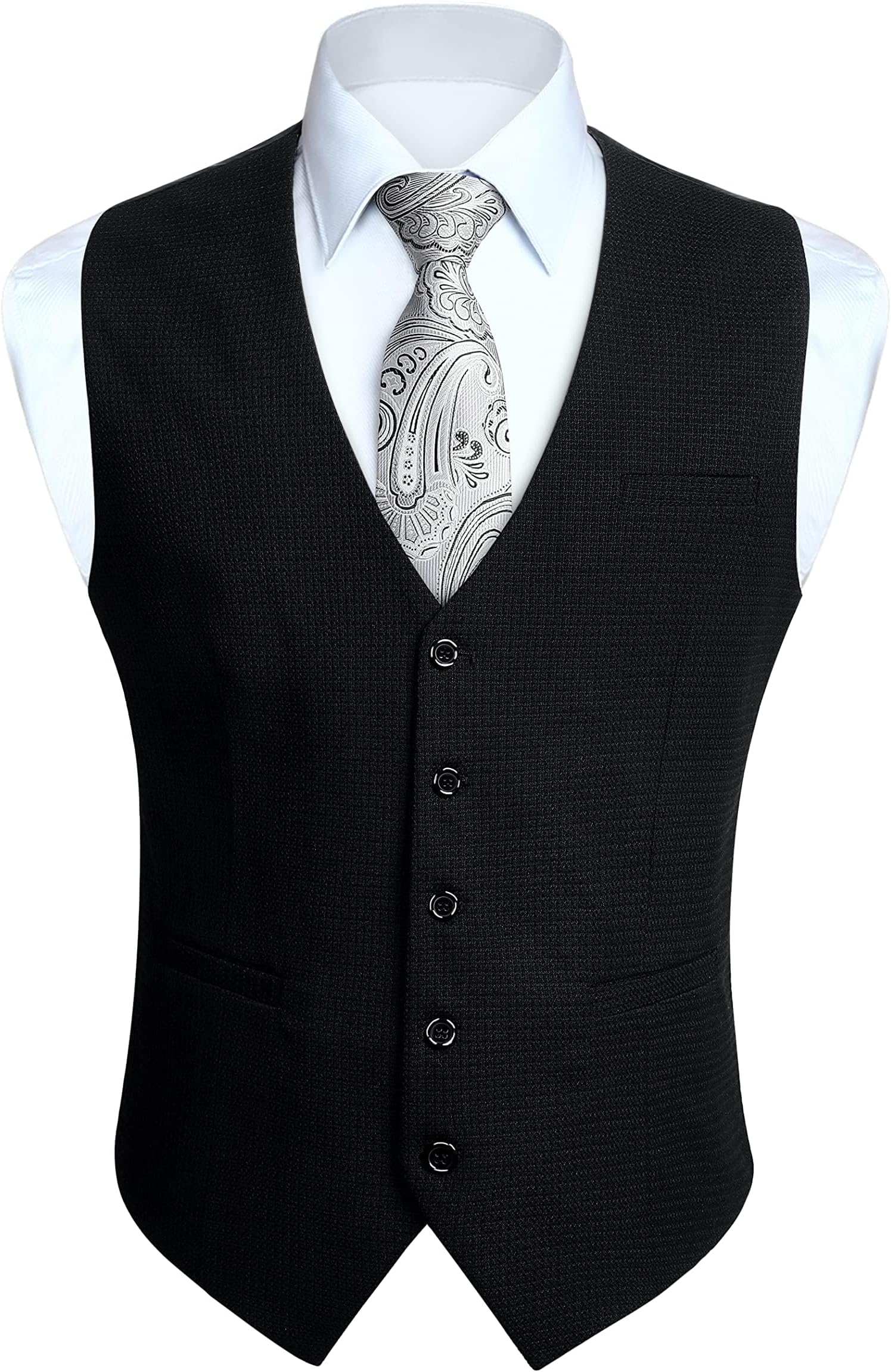 Menโs Suit Vest Waistcoat with 3 Pockets Slim Fit for Business Formal Wedding Prom and Casual Tuxedo Wear