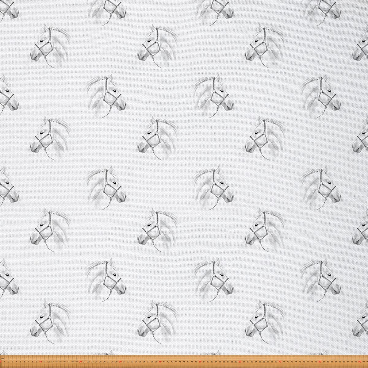 Loussiesd Horse Fabric by The Yard,Cute Animal Upholstery Fabric for Chairs Sofa,Vintage Monochrome Sketch Stallion Design Outdoor Fabric Waterproof,1 Yard,(L92*W150cm) White Grey