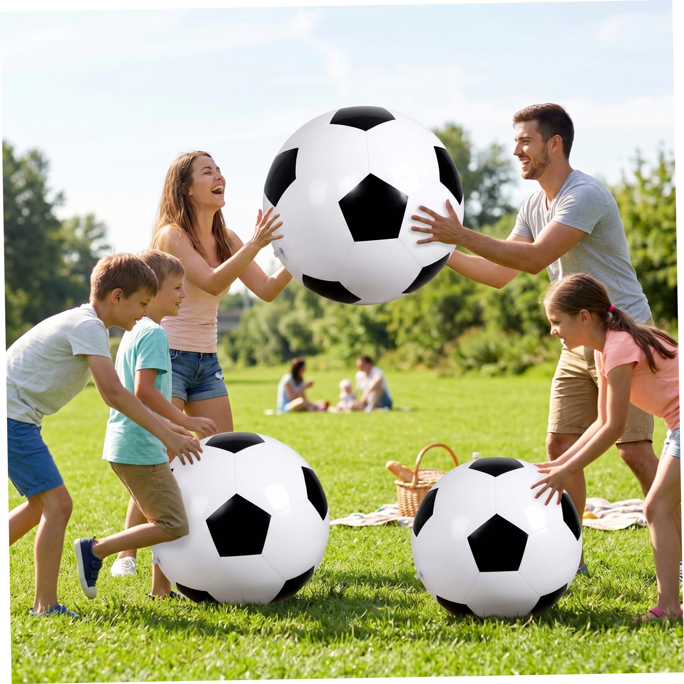 Balón de fútbol Inflable Gigante de 2 uds., balón de Playa de fútbol Inflable de PVC para diversión al Aire Libre, 39, 37 Pulgadas
