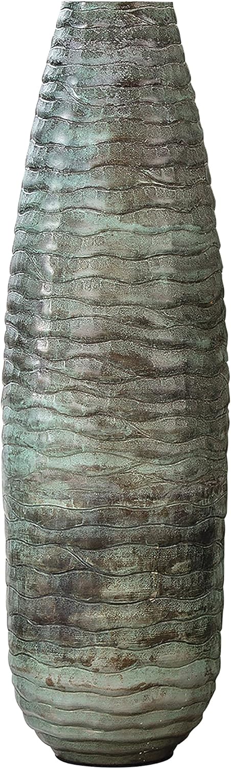 GILDE Decorative Vase Conical Flower Vase Made of Metal - Decorative Living Room Gift for Women - Colours: Grey Black Height 25 cm