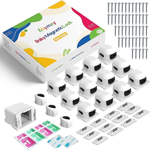 Cerraduras magnéticas de gabinete para bebés, a prueba de bebés para armarios y cajones, cocina, 12 cerraduras, 3 llaves