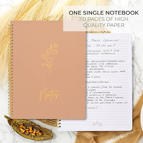 Miniatura 6 de Cuaderno estético en espiral para mujer, bonito y moderno cuaderno de rayas color rosa de 10.5 x 8.5 pulgadas con bolsillos grandes y páginas