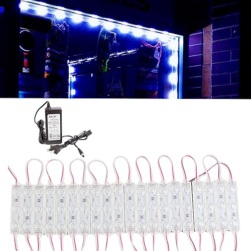 Módulo de inyección 5730 de luz LED superbrillante de 20 pies de color azul + paquete de alimentación de CA UL de 12 V