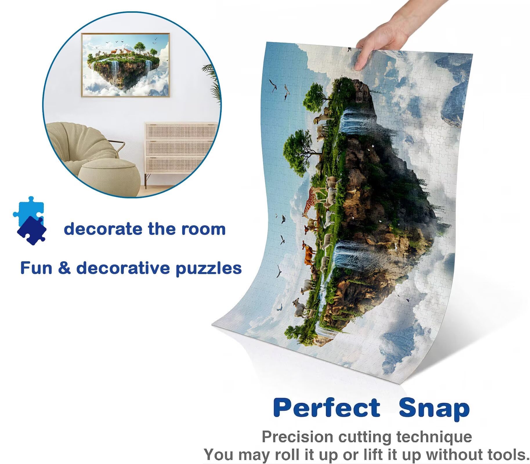 Puzzle 3000 Teile, Holzpuzzle Erwachsene - Impossible Puzzle 122 x 81 cm niffliges Denkspiel & Denksport für Frauen & Männer, Familienspiel, Home Dekor, Geschenk für Frauen Tier kleine Insel w0-159