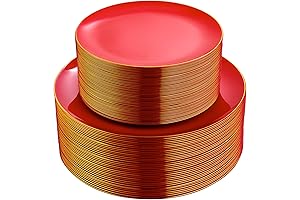 PULOTE Red and Gold Plates: 100-Piece Value Pack