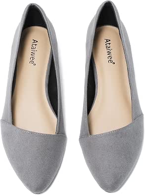 Ataiwee Women's Wide Flat Shoes Pointed Elegant Ballet Flats