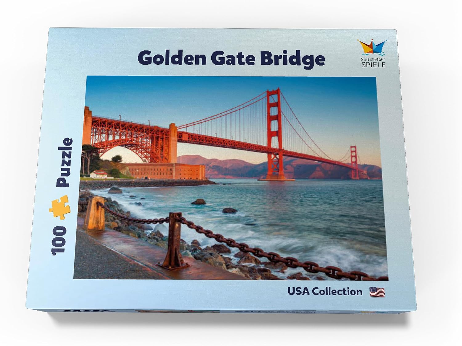 MyPuzzle Golden Gate Bridge At Sunrise - San Francisco, California, USA - Premium 100 Piece Jigsaw Puzzle for Adults