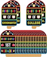 Vista 10 de PETCEE Letrero de primer y último día de escuela – Cartel de pizarra de 15 grados para niños y niñas, 8 x 10 pulgadas, preescolar de jardín