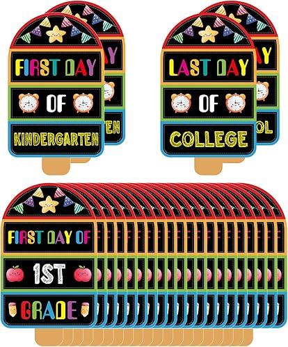 Miniatura 10 de PETCEE Letrero de primer y último día de escuela – Cartel de pizarra de 15 grados para niños y niñas, 8 x 10 pulgadas, preescolar de jardín