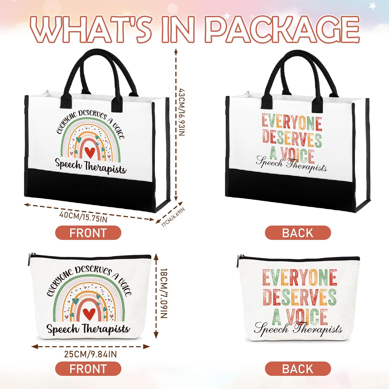 Speech Language Pathologist SLPs Gift - SLP Gifts for Women, Tote Bag Makeup Bag, Pediatric Therapists, Speech Therapist Assistant SLPAs Graduation Birthday Christmas - Image 3