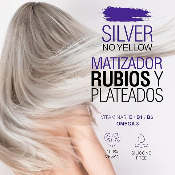 NAVIR Silver Professional Violet Tinting Purple Mask for Blonde, Bleached, Highlights, White and Gray Hair | 250 ml