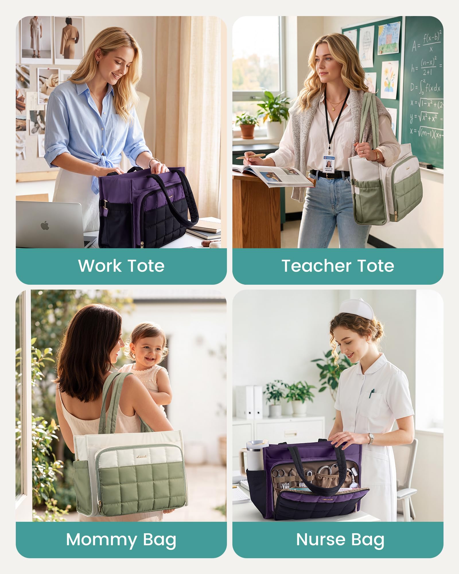 LOVEVOOK Handtasche Damen Groß, Laptoptasche 17 Zoll Shopper Tasche mit Laptopfach, Puffer Tote Bag Women Arbeitstasche Lehrertasche Aktentasche Bürotasche, Schultertasche Handbag für Work Uni Schule