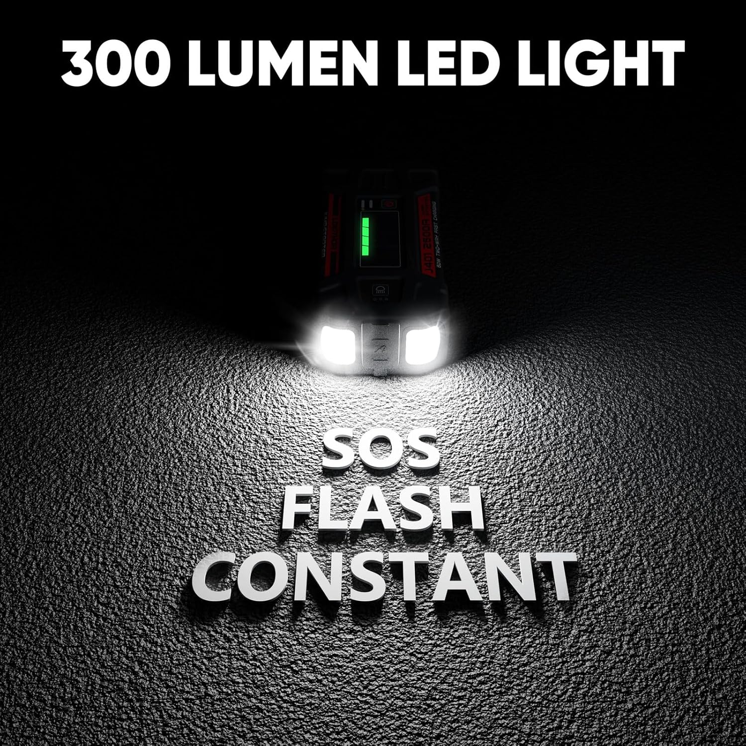 LOKITHOR J401 Car Battery Jump Starter, 2500A Battery Jumper Starter Portable, 12V Jump Box, Jumper Cables for Upto 8.5L Gas and 6.5L Diesel Engines, 60W Fast Charging, Smart Digital Screen LED Light - Image 4