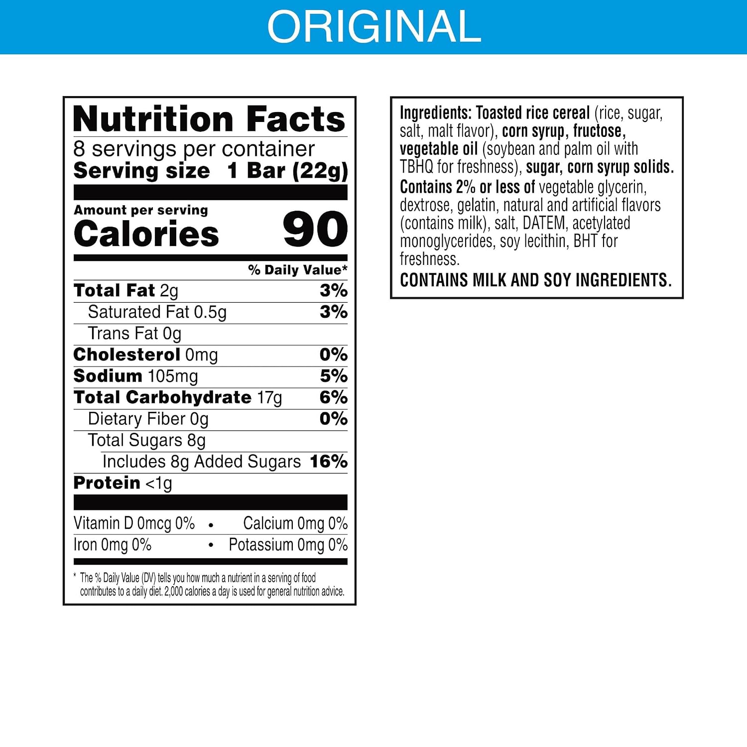 Rice Krispies Treats Crispy Marshmallow Squares, Kids Snacks, Cereal Bars, Original (96 Count)