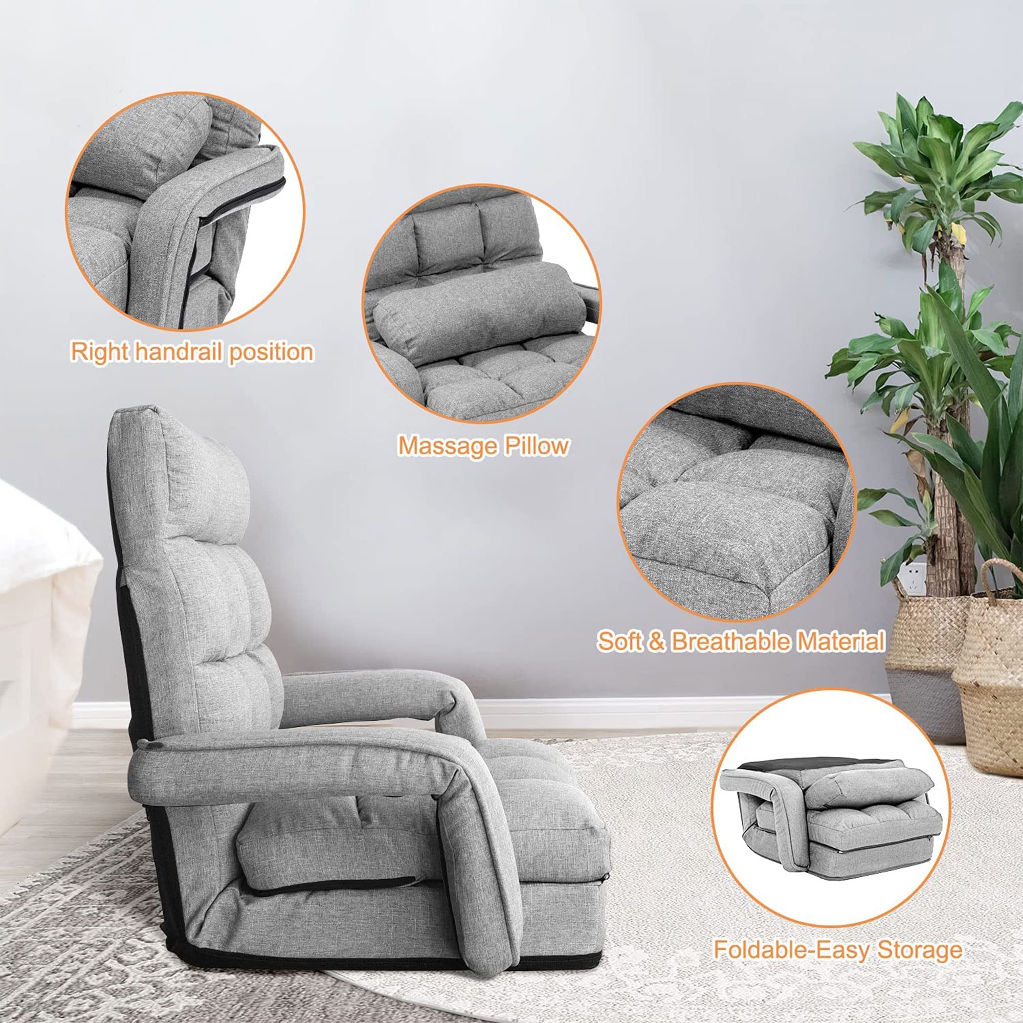 Buy WAYTRIM Indoor Chaise Lounge Sofa, Folding Lazy Sofa Floor Chair, 6