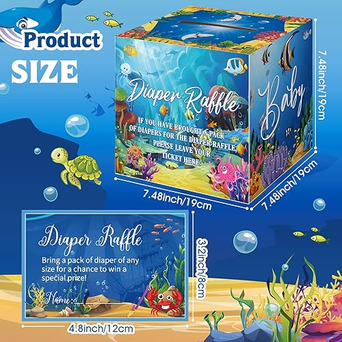 Miniatura 4 de Teling 51 boletos para rifas de pañales con caja de tarjetas, decoración de baby shower, caja de soporte para baby shower, para fiesta de rifas de