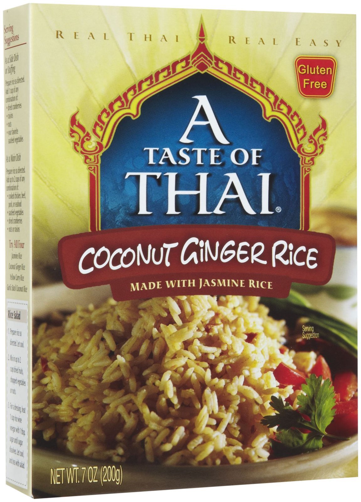 A Taste of Thai Coconut Ginger Rice - 7oz Single Pack Heat & Eat Instant Jasmine Rice Flavored with Classic Thai Spices | Gluten-free | Ideal Vegan Meal | Perfect Side for Chicken Fish & Meat Entrees