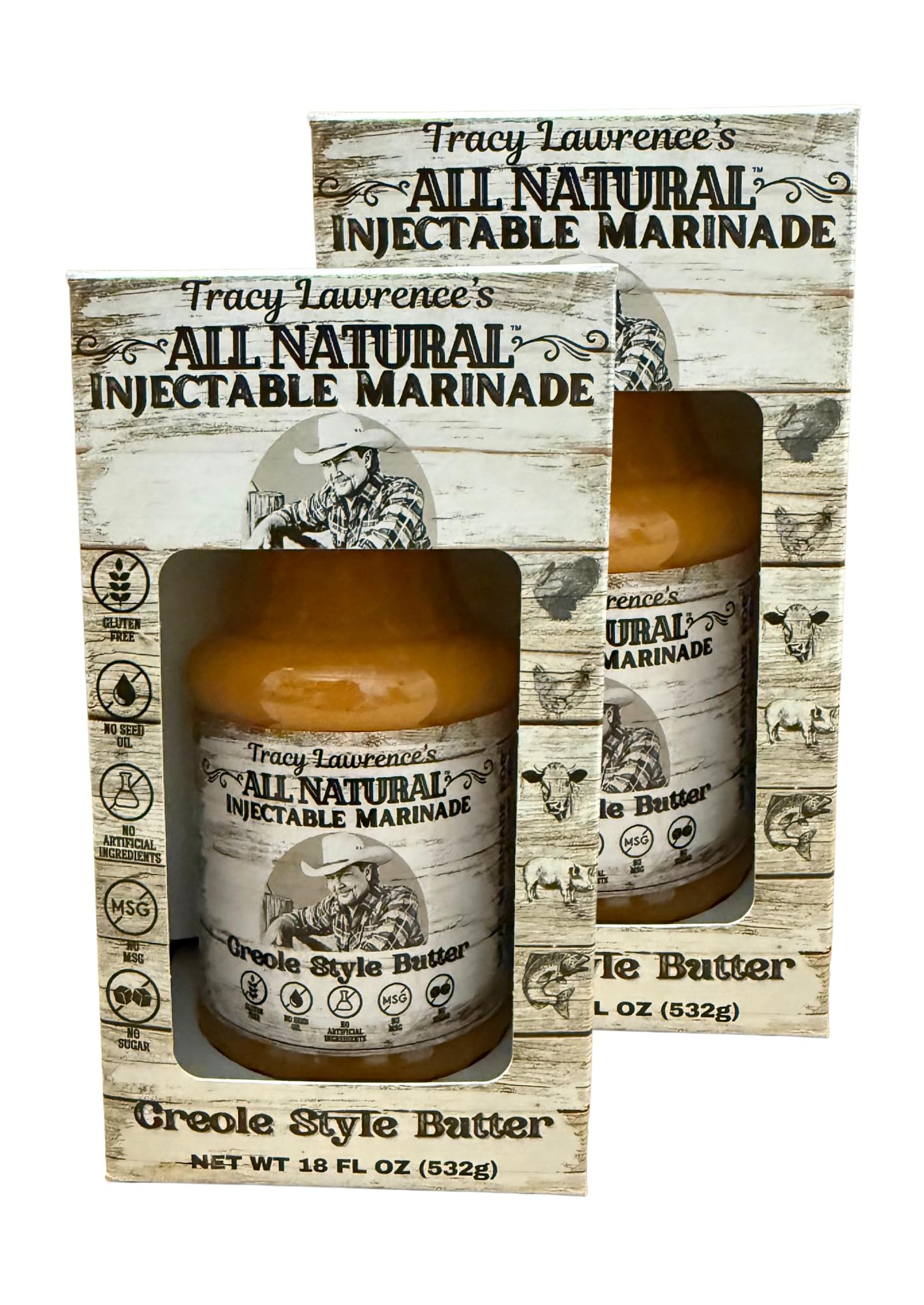 Tracy Lawrence's All Natural Creole Style Butter Injectable Marinade-No Gluten, No Seed or Soy Oil, No Sugar, No Artificial Flavors or Colors, No MSG-