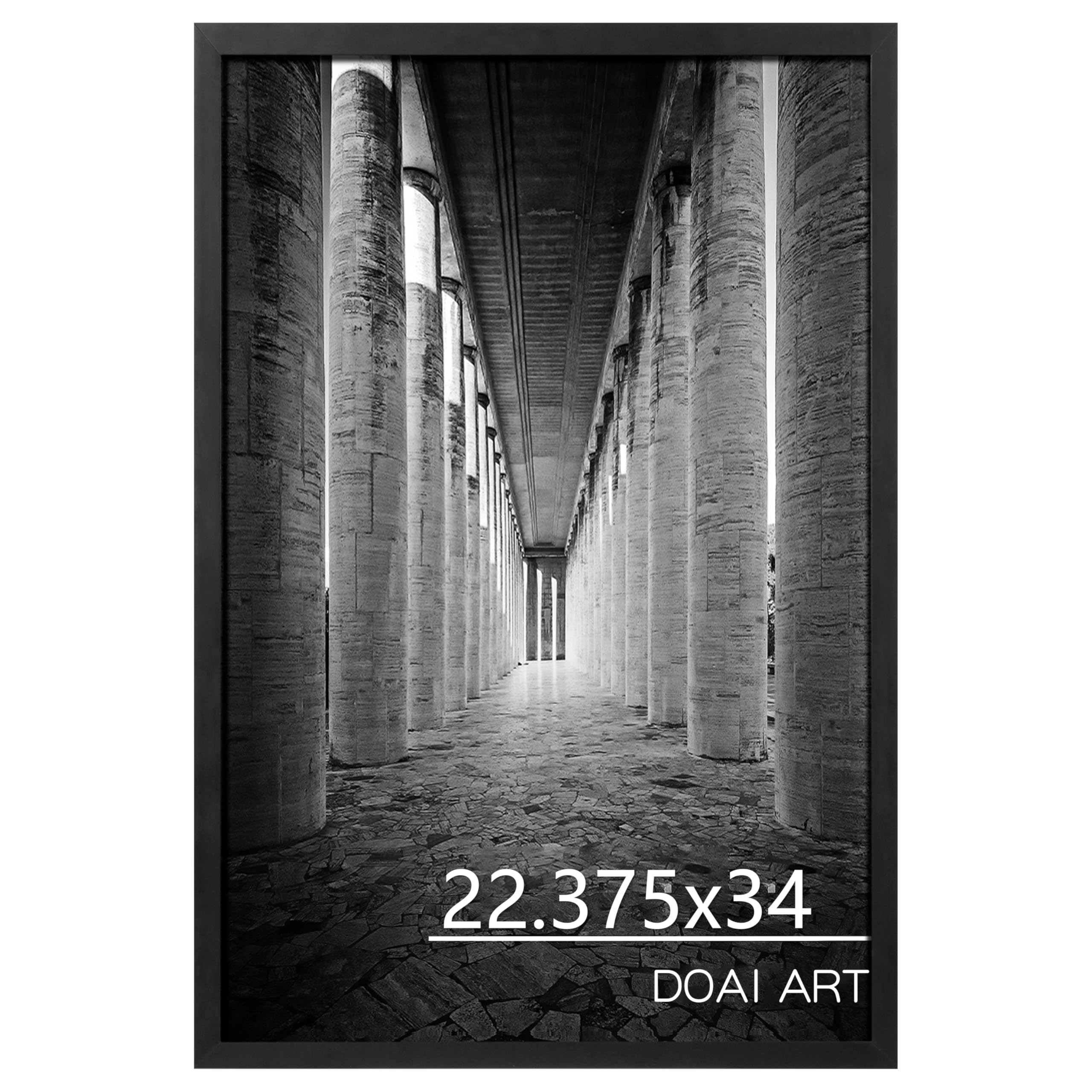 DOAI ART 22.375x34 Poster Frame Black, Poster Frames 22.375 x 34 inches or 22.375x34 Picture Frames with HD Plexiglass for Horizontal or Vertical Wall