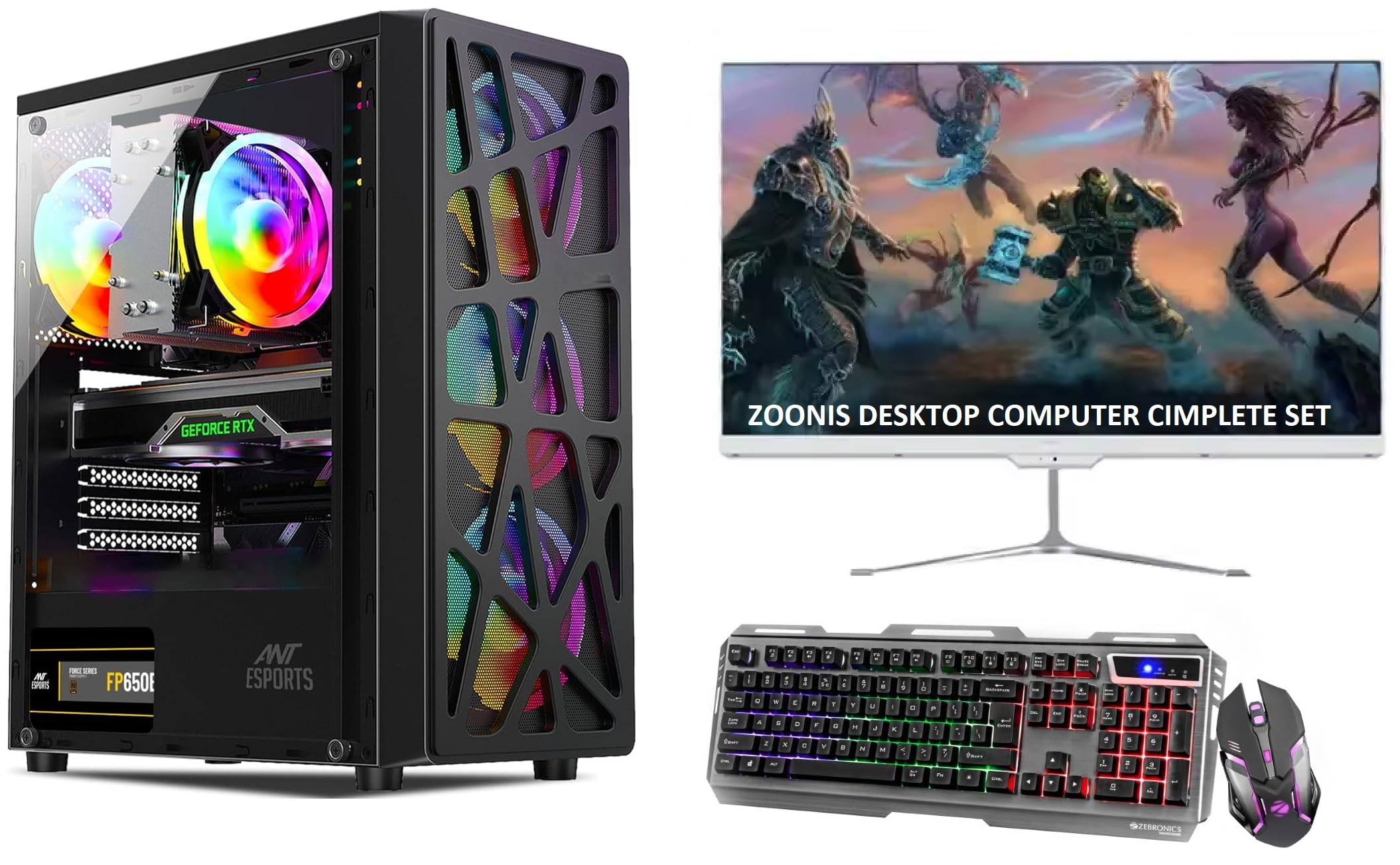 Zoonis Gaming Desktop Assembled Core i7 850 | 22inch Monitor| PC for Home & Business, Gaming and Editing (16 GB DDR3 Ram/512 GB SSD/4GB Graphic CardGT-730 /WiFi/Windows 10 with MS Office Trail Version