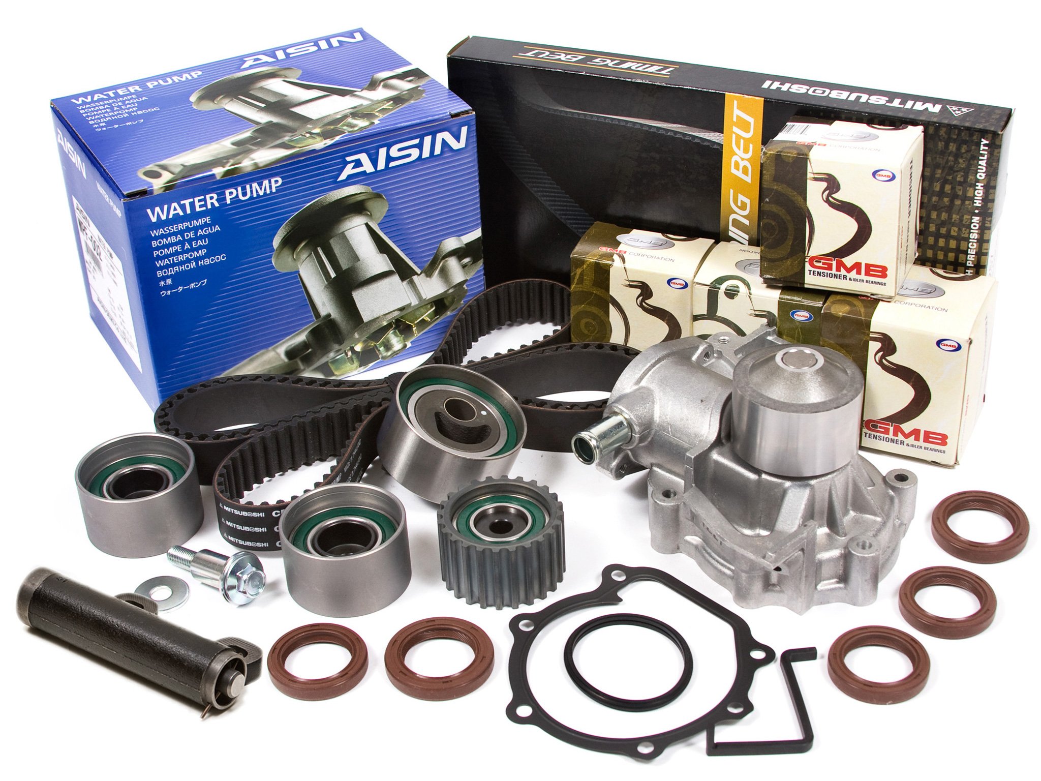 Evergreen TBK172AMHWPA Compatible With 90-97 Subaru 1.8L 2.2L SOHC EJ18 EJ22 Timing Belt Kit AISIN W