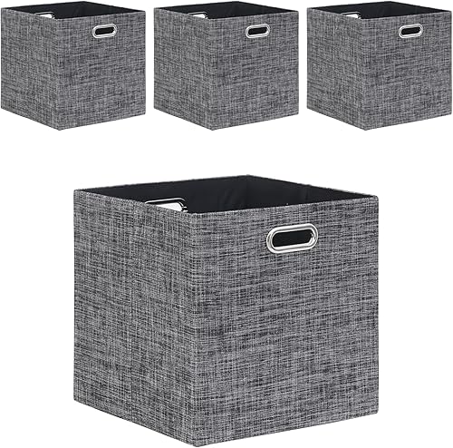 Fboxac Cubo de almacenamiento de 13 x 13 pulgadas caja plegable de poliéster con asas juego de 4 cajones de gran capacidad para armario estantería disponible en Yaxa Colombia