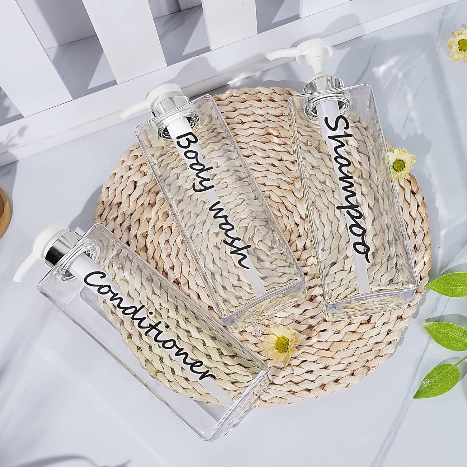 3 Transparente Shampoo-Spender (600 Ml) – Nachfüllbare Pumpflaschen Für Duschgel, Shampoo & Conditioner