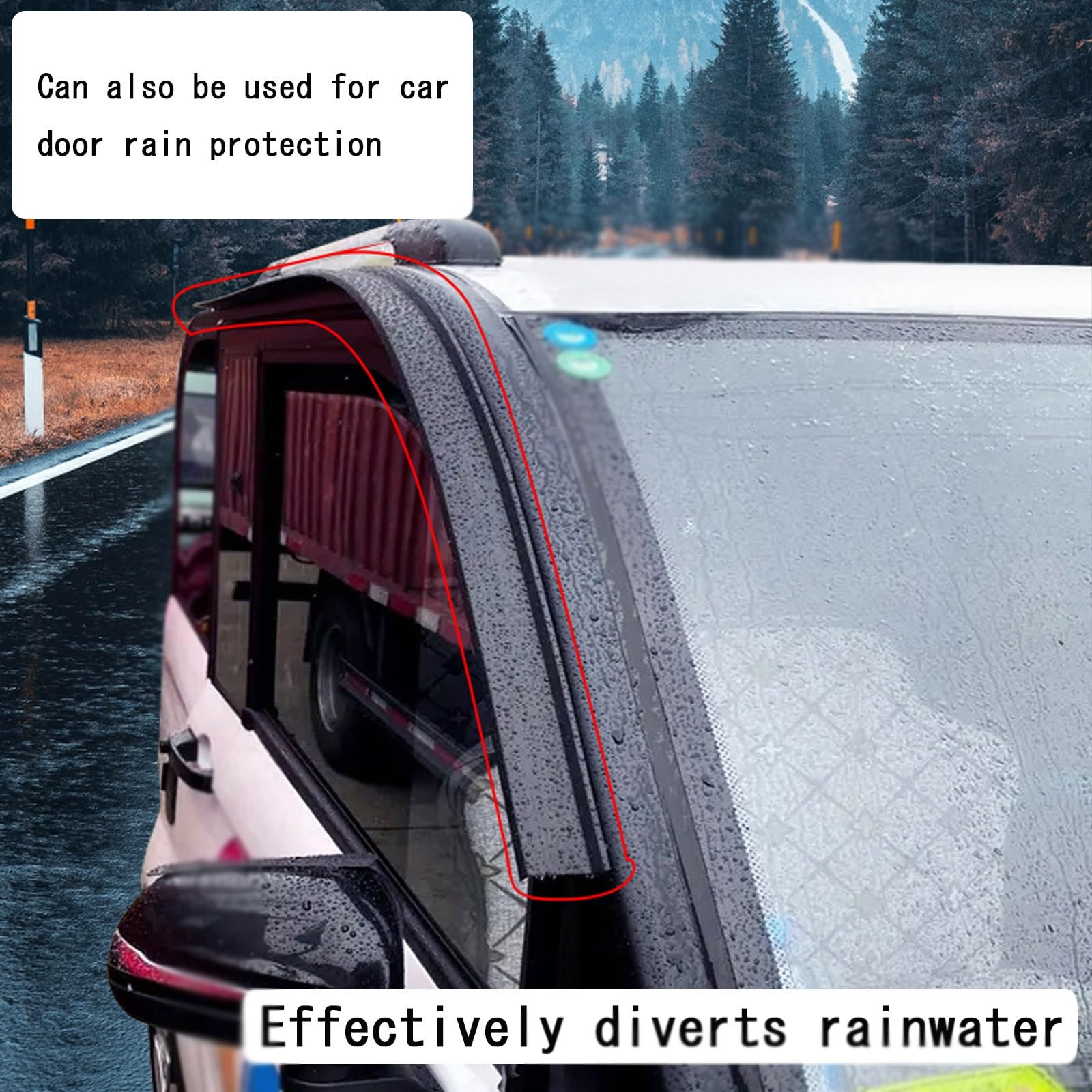 Burletes Autoadhesivos para Ventanas 1M Cinta De Sellado De Caucho Negro para Protección contra Fugas De Lluvia, Barrera De Agua para Umbrales De Puertas Y Ventanas(5m(16.4ft))
