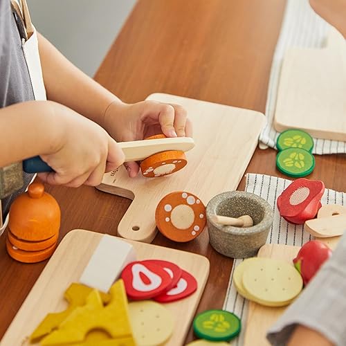 Miniatura 71 de PlanToys - Juego de madera para juegos de simulación de alimentos y bebidas, juguetes de cocina Montessori para niños pequeños y niños, comida