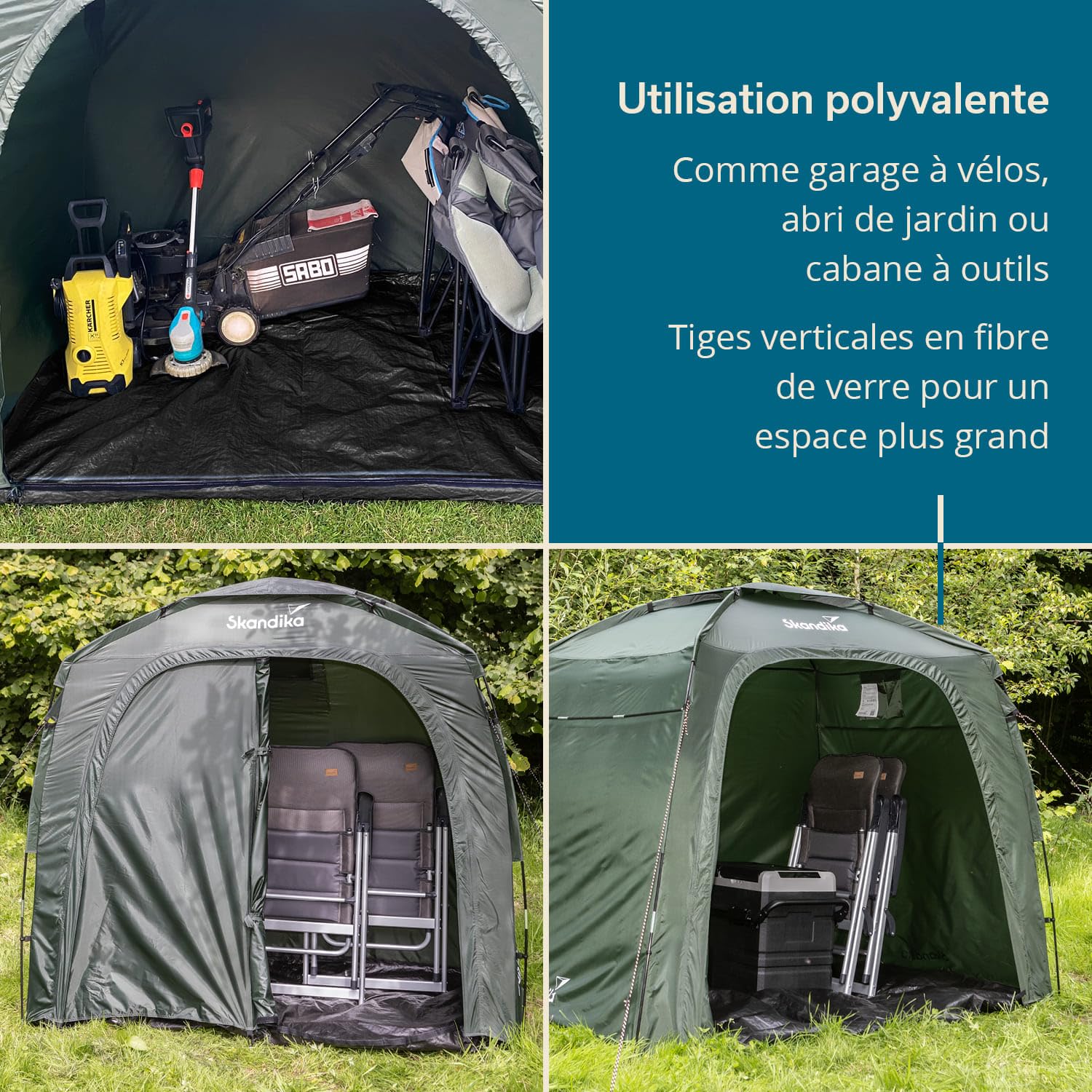 Skandika Tente de Stockage L | Équipement, Garage à Vélo, Hauteur 1,7m, Étanche, Adapté à l'Hiver, Avec Sol | Abri pour Extérieur, Jardin, Camping